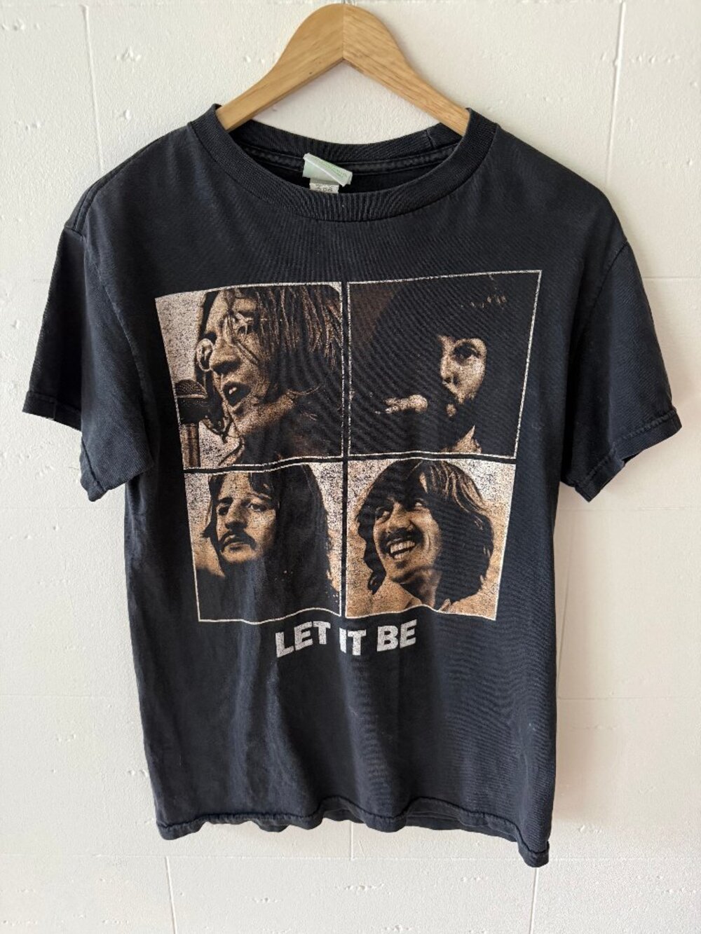The Beatles Let It Be Band Tee Black Y2K Grunge T Shirt Small